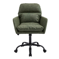 Limz Swivel Office Chair, Adjustable Height, Foam Fill Green Faux Leather