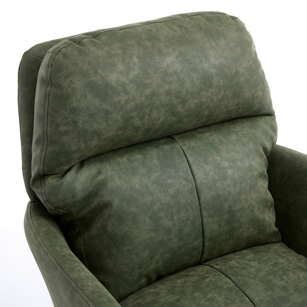 Limz Swivel Office Chair, Adjustable Height, Foam Fill Green Faux Leather