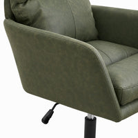 Limz Swivel Office Chair, Adjustable Height, Foam Fill Green Faux Leather