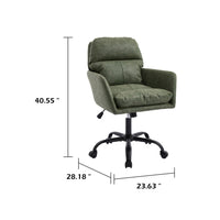 Limz Swivel Office Chair, Adjustable Height, Foam Fill Green Faux Leather