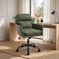 Limz Swivel Office Chair, Adjustable Height, Foam Fill Green Faux Leather
