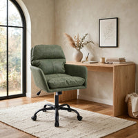 Limz Swivel Office Chair, Adjustable Height, Foam Fill Green Faux Leather