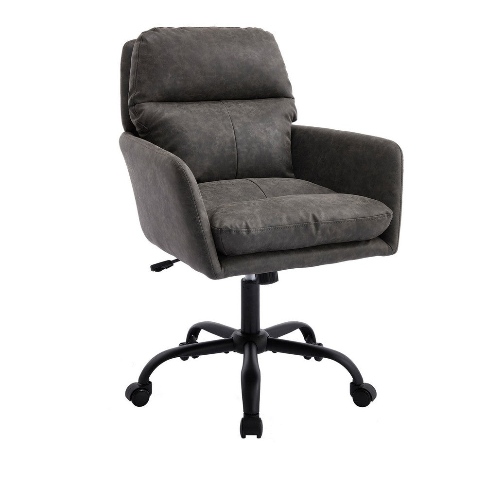 Limz Swivel Office Chair, Adjustable Height, Foam Fill Gray Faux Leather