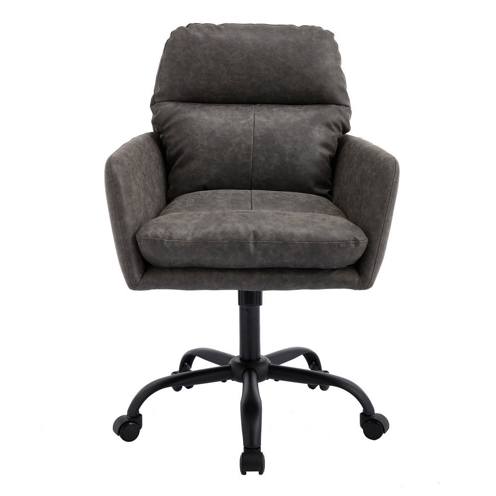 Limz Swivel Office Chair, Adjustable Height, Foam Fill Gray Faux Leather