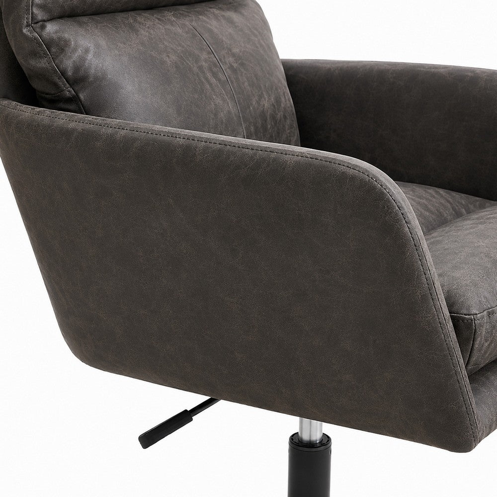 Limz Swivel Office Chair, Adjustable Height, Foam Fill Gray Faux Leather