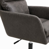 Limz Swivel Office Chair, Adjustable Height, Foam Fill Gray Faux Leather