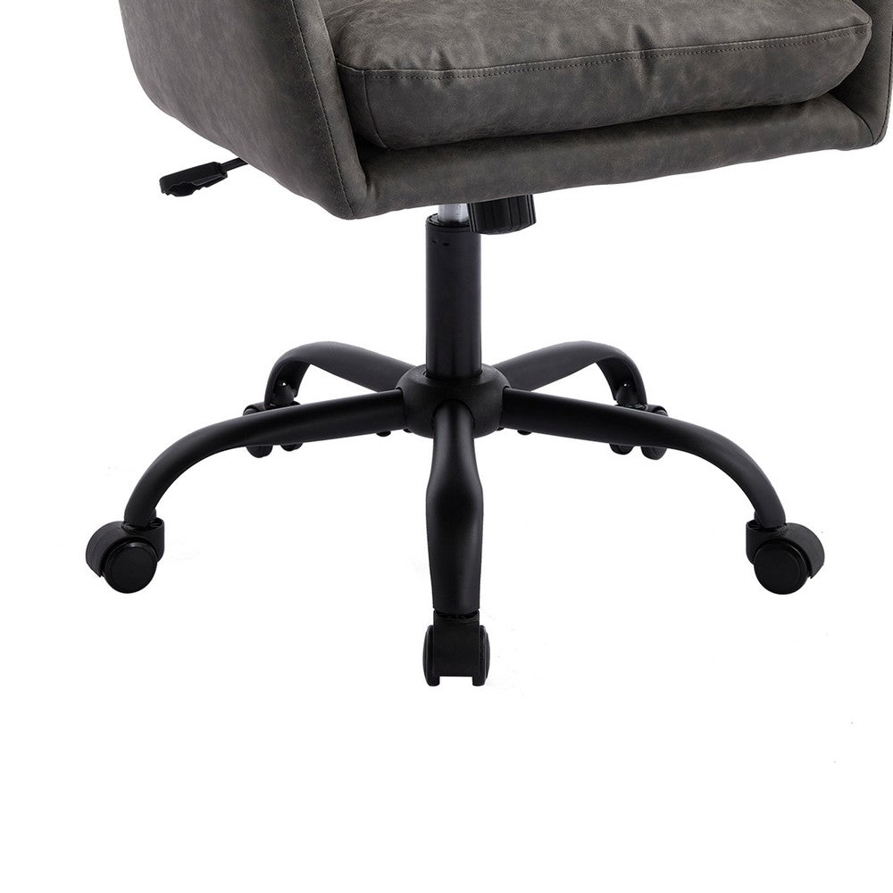 Limz Swivel Office Chair, Adjustable Height, Foam Fill Gray Faux Leather