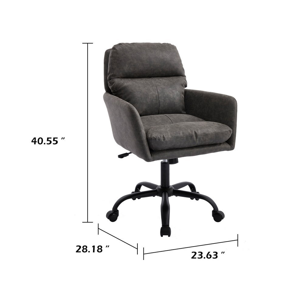 Limz Swivel Office Chair, Adjustable Height, Foam Fill Gray Faux Leather