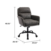 Limz Swivel Office Chair, Adjustable Height, Foam Fill Gray Faux Leather
