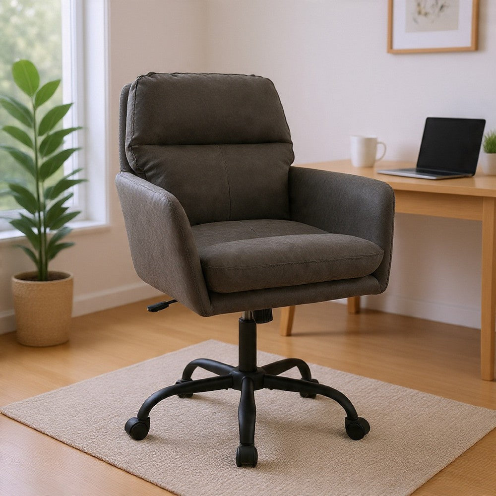 Limz Swivel Office Chair, Adjustable Height, Foam Fill Gray Faux Leather