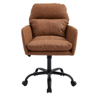 Limz Swivel Office Chair, Adjustable Height, Foam Fill Brown Faux Leather