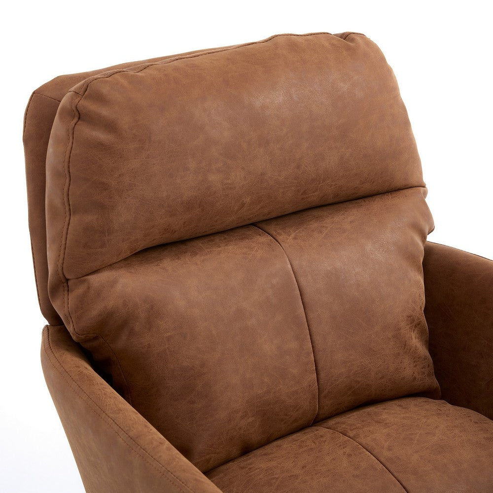 Limz Swivel Office Chair, Adjustable Height, Foam Fill Brown Faux Leather