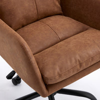 Limz Swivel Office Chair, Adjustable Height, Foam Fill Brown Faux Leather