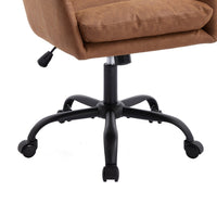 Limz Swivel Office Chair, Adjustable Height, Foam Fill Brown Faux Leather