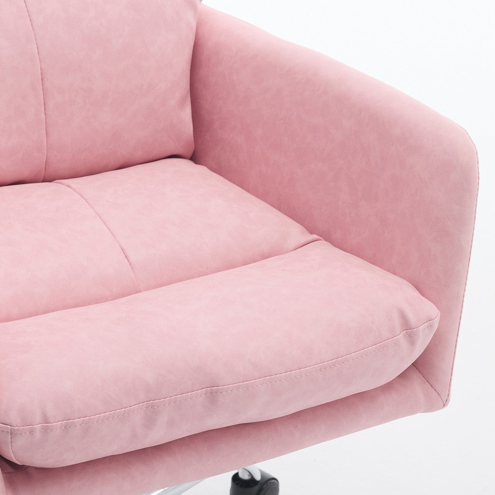 Limz Swivel Office Chair, Adjustable Height, Foam Fill Pink Faux Leather