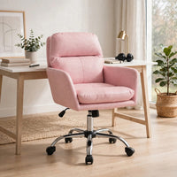 Limz Swivel Office Chair, Adjustable Height, Foam Fill Pink Faux Leather