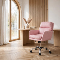Limz Swivel Office Chair, Adjustable Height, Foam Fill Pink Faux Leather