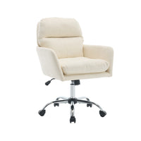 Limz Swivel Office Chair, Adjustable Height, Foam Fill White Faux Leather