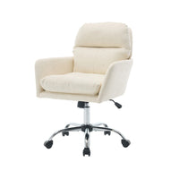 Limz Swivel Office Chair, Adjustable Height, Foam Fill White Faux Leather