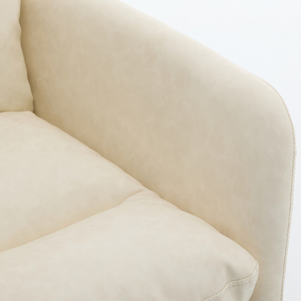 Limz Swivel Office Chair, Adjustable Height, Foam Fill White Faux Leather