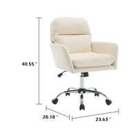 Limz Swivel Office Chair, Adjustable Height, Foam Fill White Faux Leather