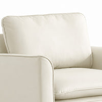 Pimi Sofa Chair Set of 2, Cream White Faux Leather, Retro Black Legs