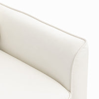 Pimi Sofa Chair Set of 2, Cream White Faux Leather, Retro Black Legs