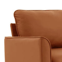 Pimi Sofa Chair Set of 2, Brown Faux Leather, Retro Style Black Legs
