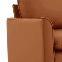Pimi Sofa Chair Set of 2, Brown Faux Leather, Retro Style Black Legs
