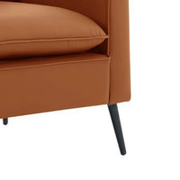 Pimi Sofa Chair Set of 2, Brown Faux Leather, Retro Style Black Legs