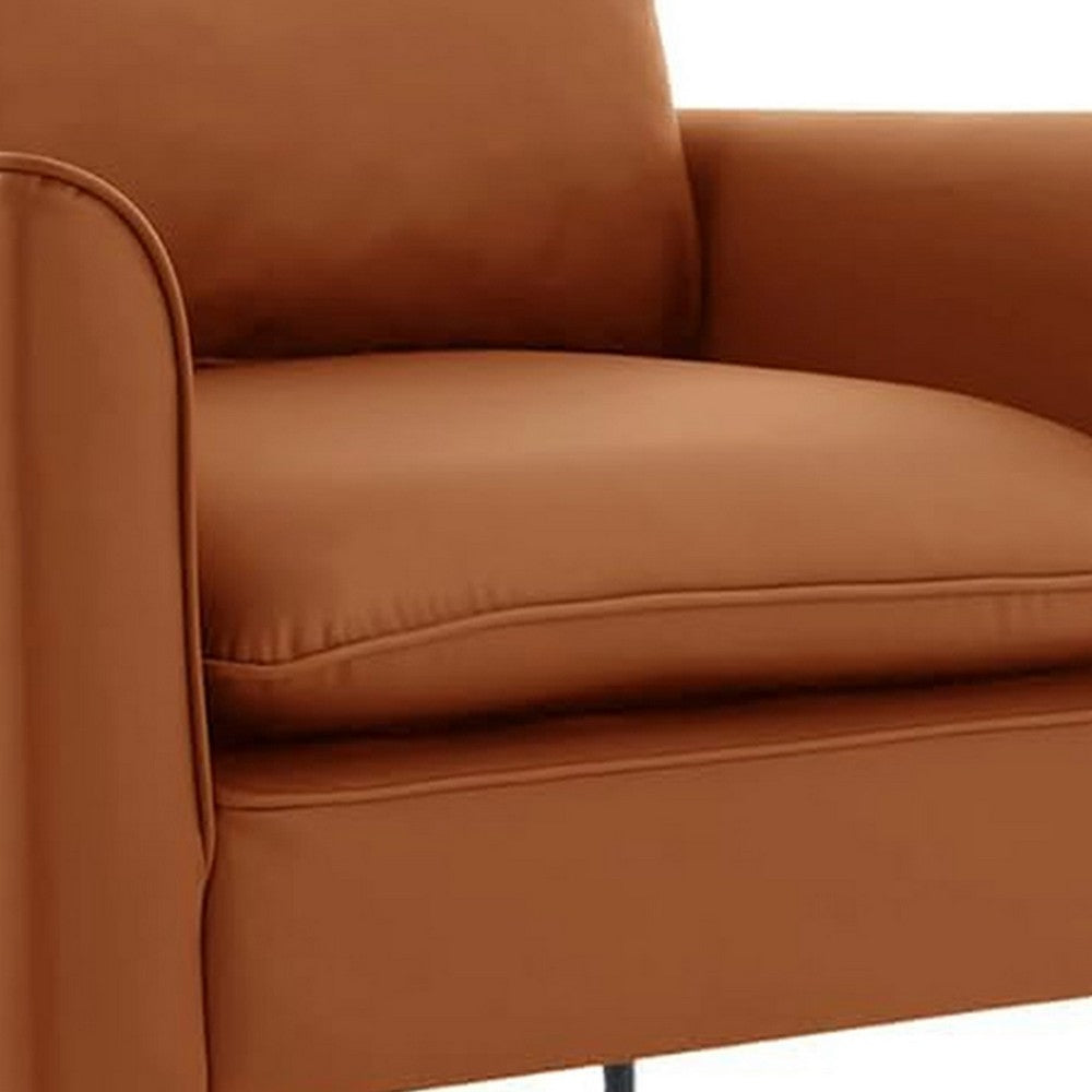 Pimi Sofa Chair Set of 2, Brown Faux Leather, Retro Style Black Legs