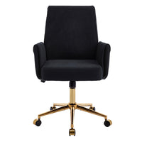 Vena Liftable Office Chair, Memory Foam Black Corduroy, Gold Metal Base