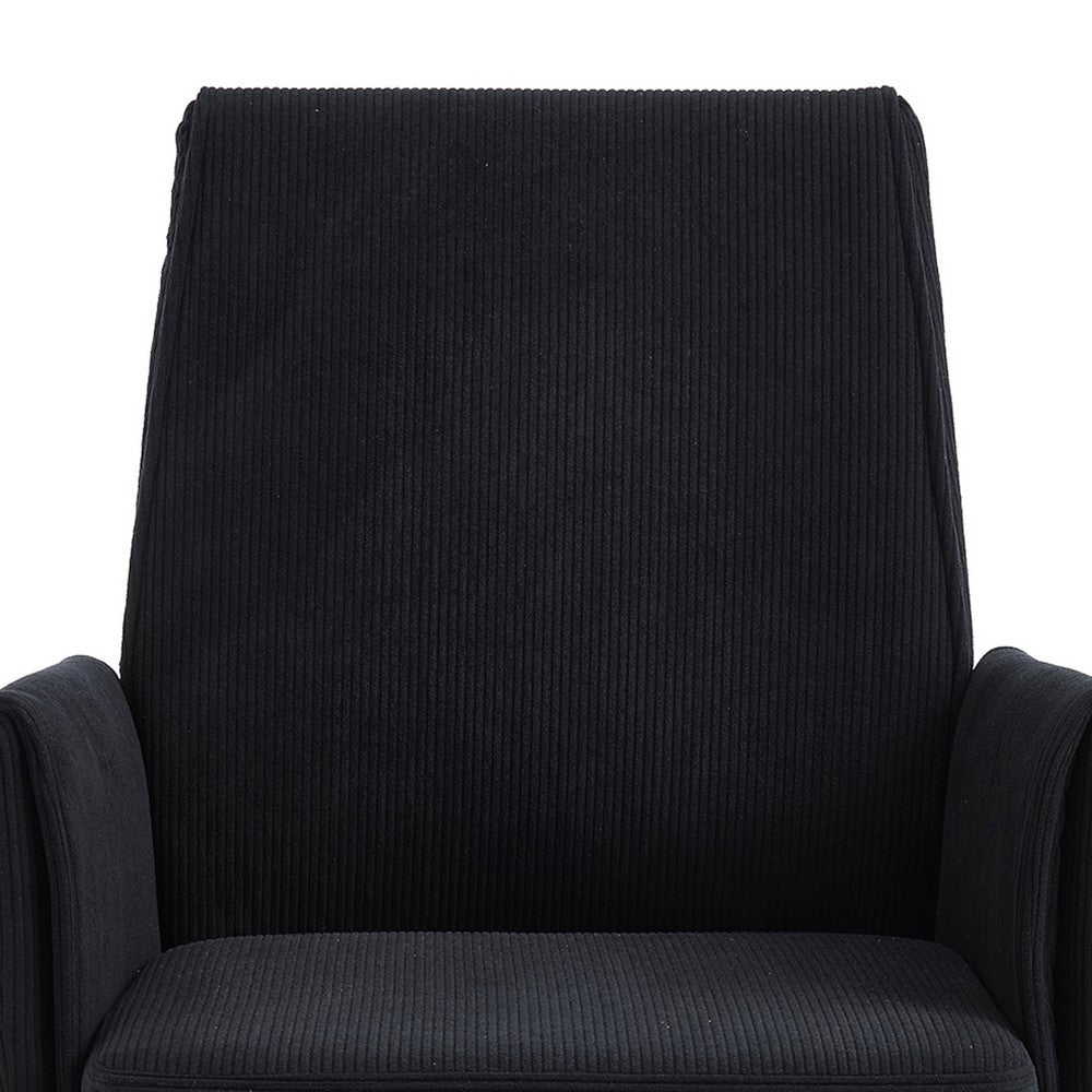 Vena Liftable Office Chair, Memory Foam Black Corduroy, Gold Metal Base