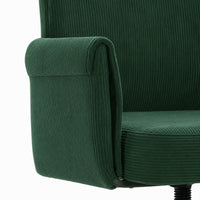 Vena Liftable Office Chair, Memory Foam Green Corduroy, Gold Metal Base
