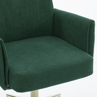 Vena Liftable Office Chair, Memory Foam Green Corduroy, Gold Metal Base