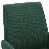 Vena Liftable Office Chair, Memory Foam Green Corduroy, Gold Metal Base