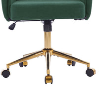Vena Liftable Office Chair, Memory Foam Green Corduroy, Gold Metal Base