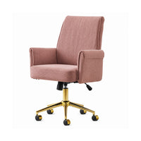 Vena Liftable Office Chair, Memory Foam Pink Corduroy, Gold Metal Base