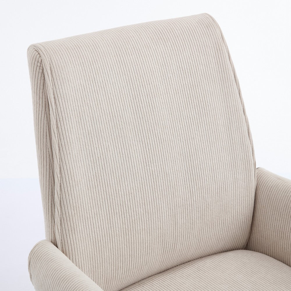 Vena Liftable Office Chair, Memory Foam White Corduroy, Gold Metal Base