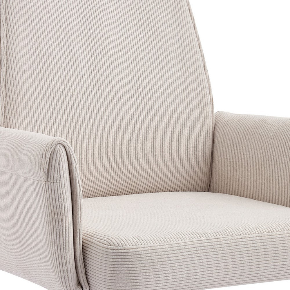 Vena Liftable Office Chair, Memory Foam White Corduroy, Gold Metal Base