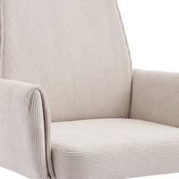 Vena Liftable Office Chair, Memory Foam White Corduroy, Gold Metal Base
