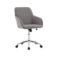 Arun Swivel Office Chair, Memory Foam, Tufted Gray Velvet, Silver Metal