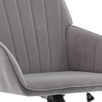 Arun Swivel Office Chair, Memory Foam, Tufted Gray Velvet, Silver Metal