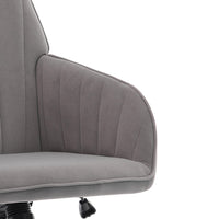 Arun Swivel Office Chair, Memory Foam, Tufted Gray Velvet, Silver Metal