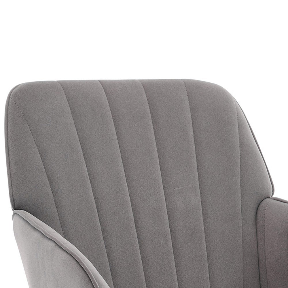 Arun Swivel Office Chair, Memory Foam, Tufted Gray Velvet, Silver Metal