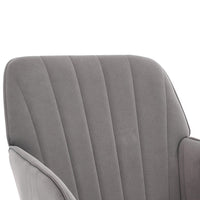 Arun Swivel Office Chair, Memory Foam, Tufted Gray Velvet, Silver Metal