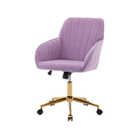 Arun Swivel Office Chair, Memory Foam Fill Lilac Purple Velvet, Gold Metal