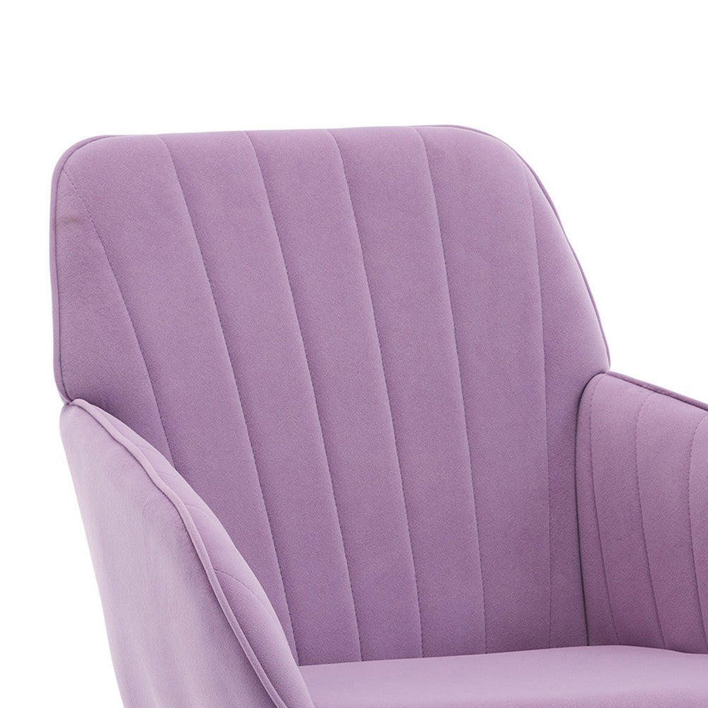 Arun Swivel Office Chair, Memory Foam Fill Lilac Purple Velvet, Gold Metal