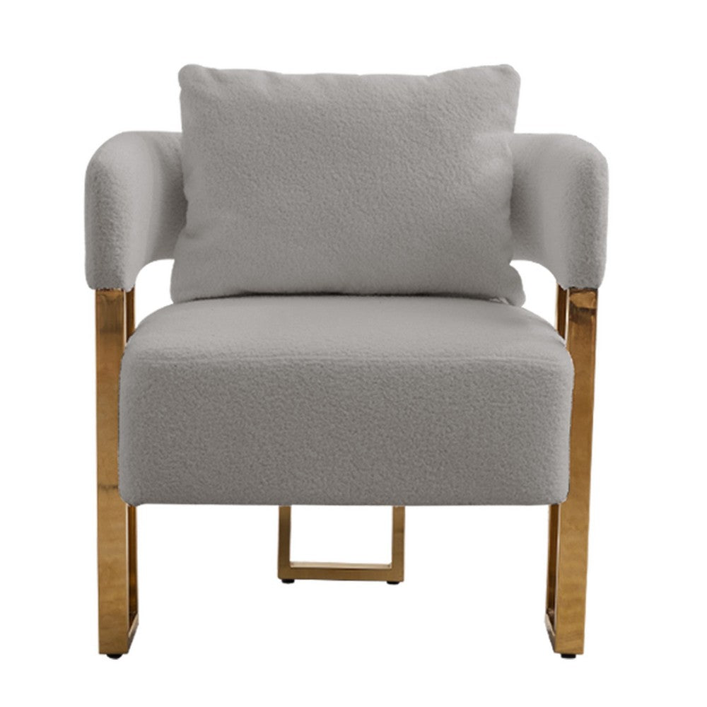 Jiya Accent Club Chair Set of 2, Sponge Fill Gray Teddy Fleece, Gold Legs