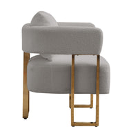 Jiya Accent Club Chair Set of 2, Sponge Fill Gray Teddy Fleece, Gold Legs